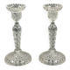 Pair of candle holders in molded glass