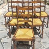Set of 6 country style straw chairs