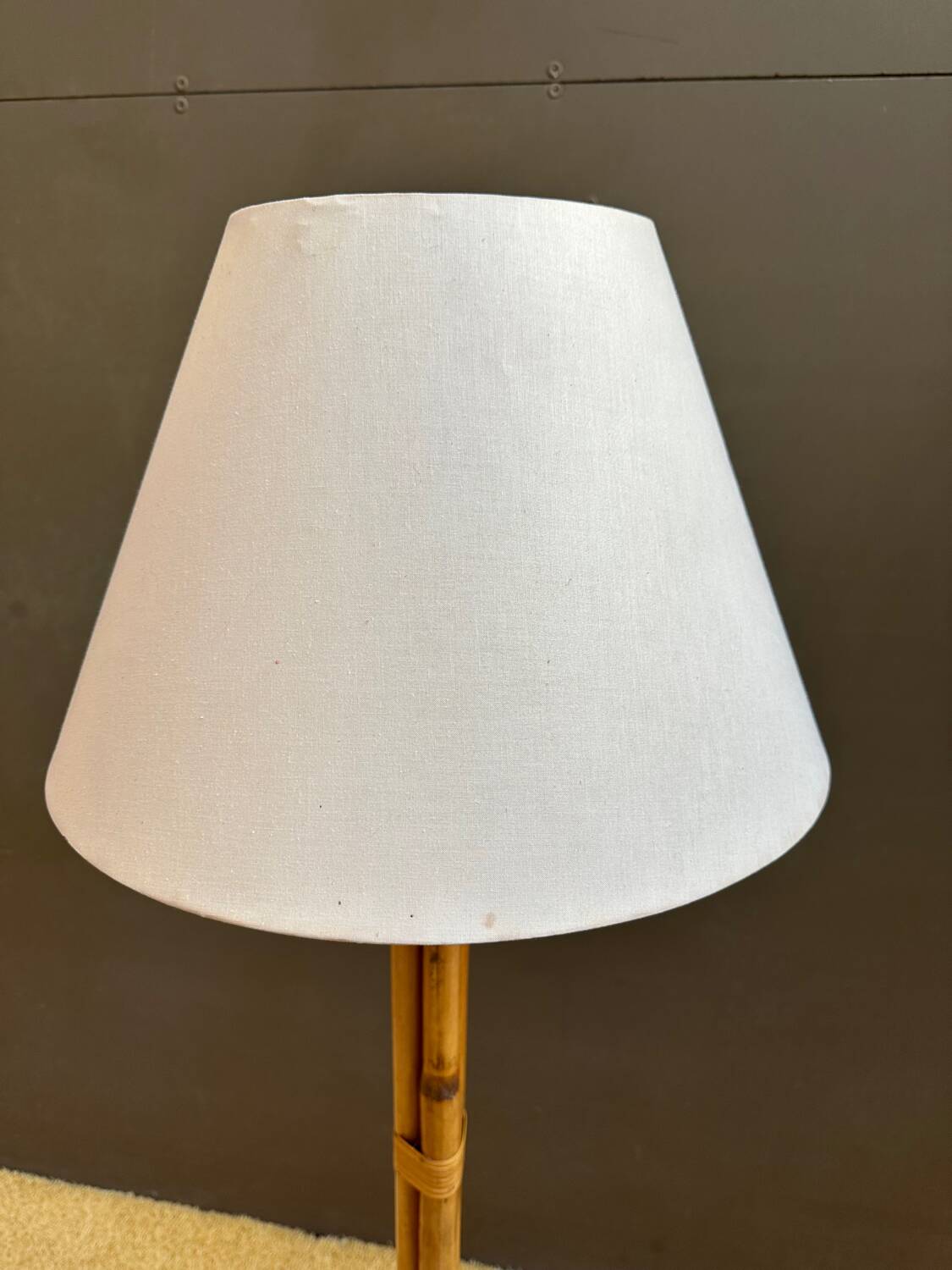 Tripod rattan floor lamp