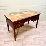 Flat Desk In Mahogany And Mahogany Feather Jacob Feet Louis Philippe Period XIX Eme Century