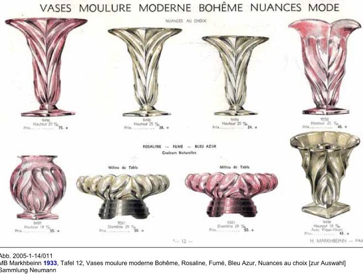 Art Deco glass vase Rosaline by Rudolf Schrötter for Inwald