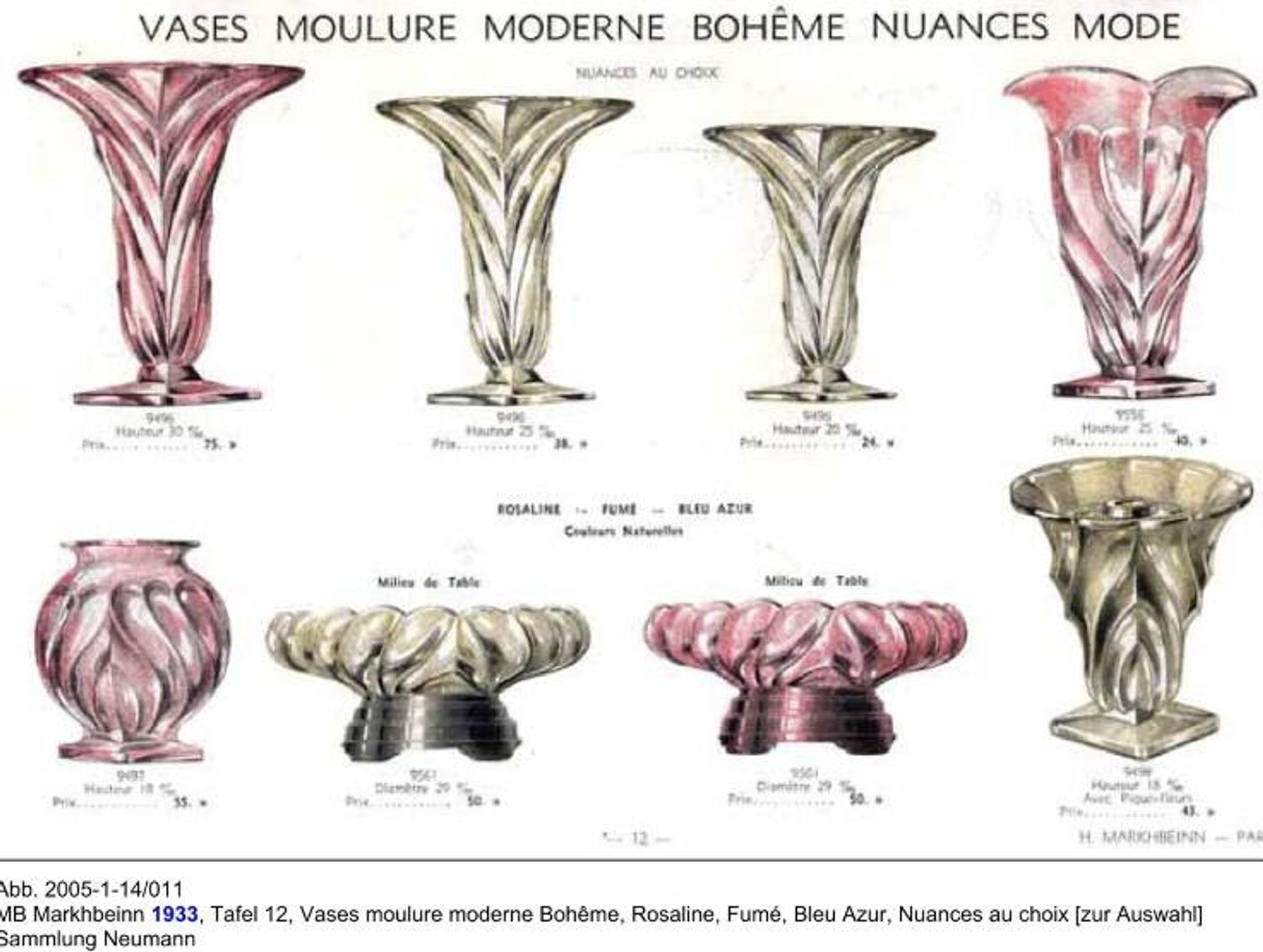 Vase en verre art déco Rosaline par Rudolf Schrötter pour Inwald