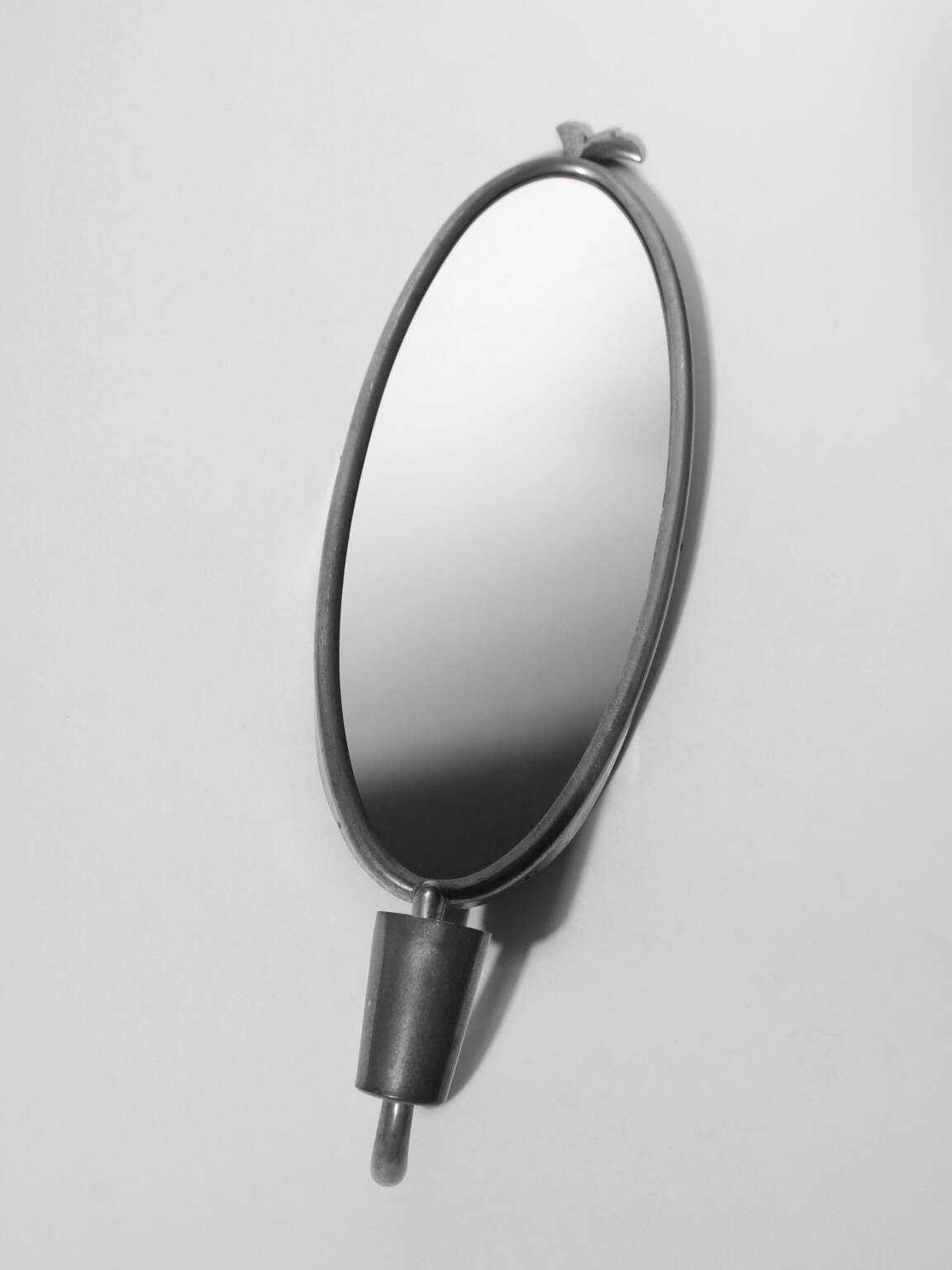 Art Deco Pewter Wall Mirror-Candle Holder, 1930s, Sweden