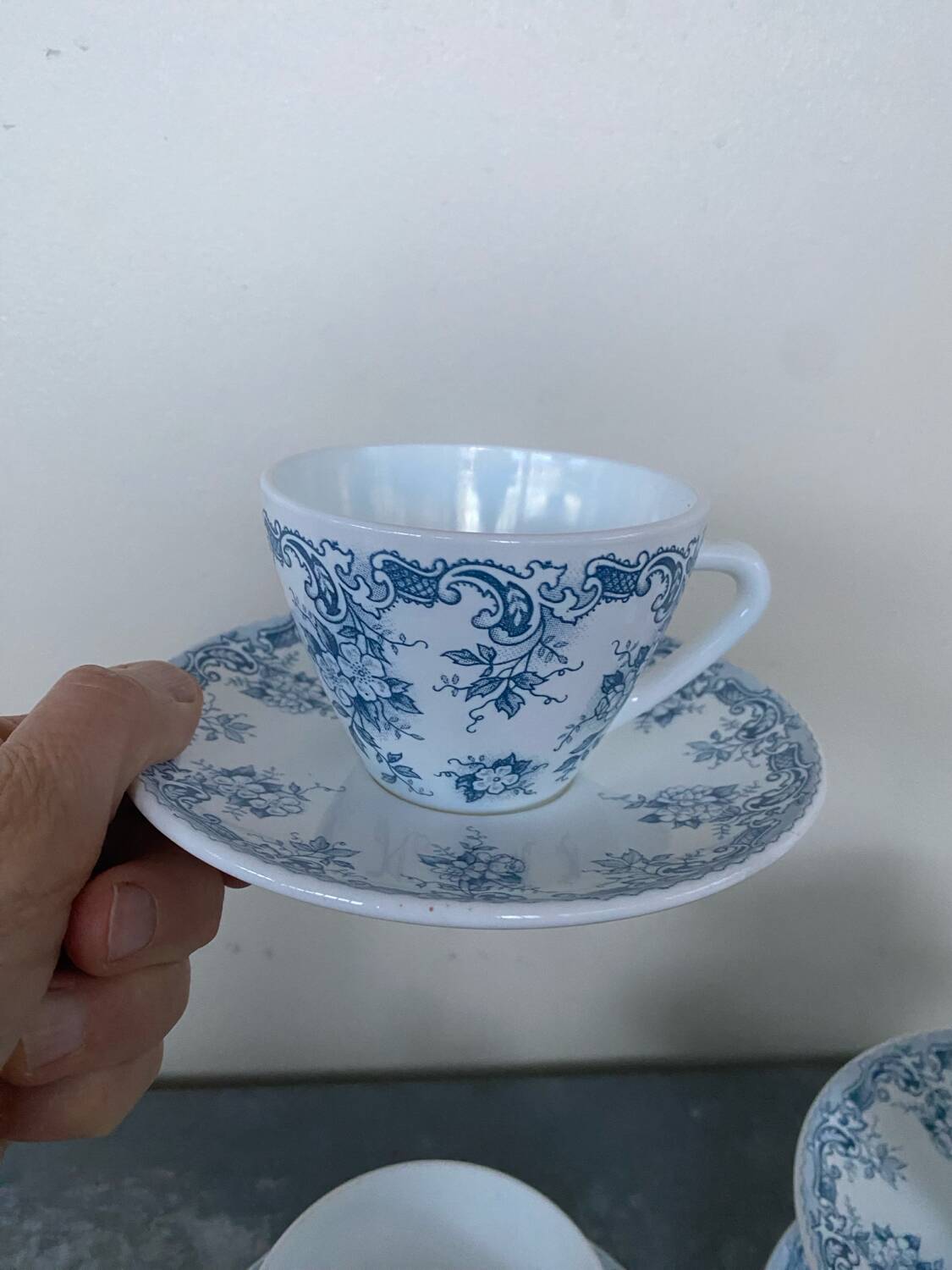 4 seventies cups and saucers from Rivanel