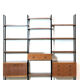 Modular storage unit and teak bookcase. Italy, 60s