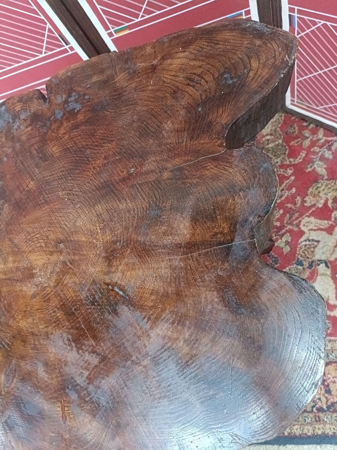 Vintage coffee table, tree-sliced pedestal table