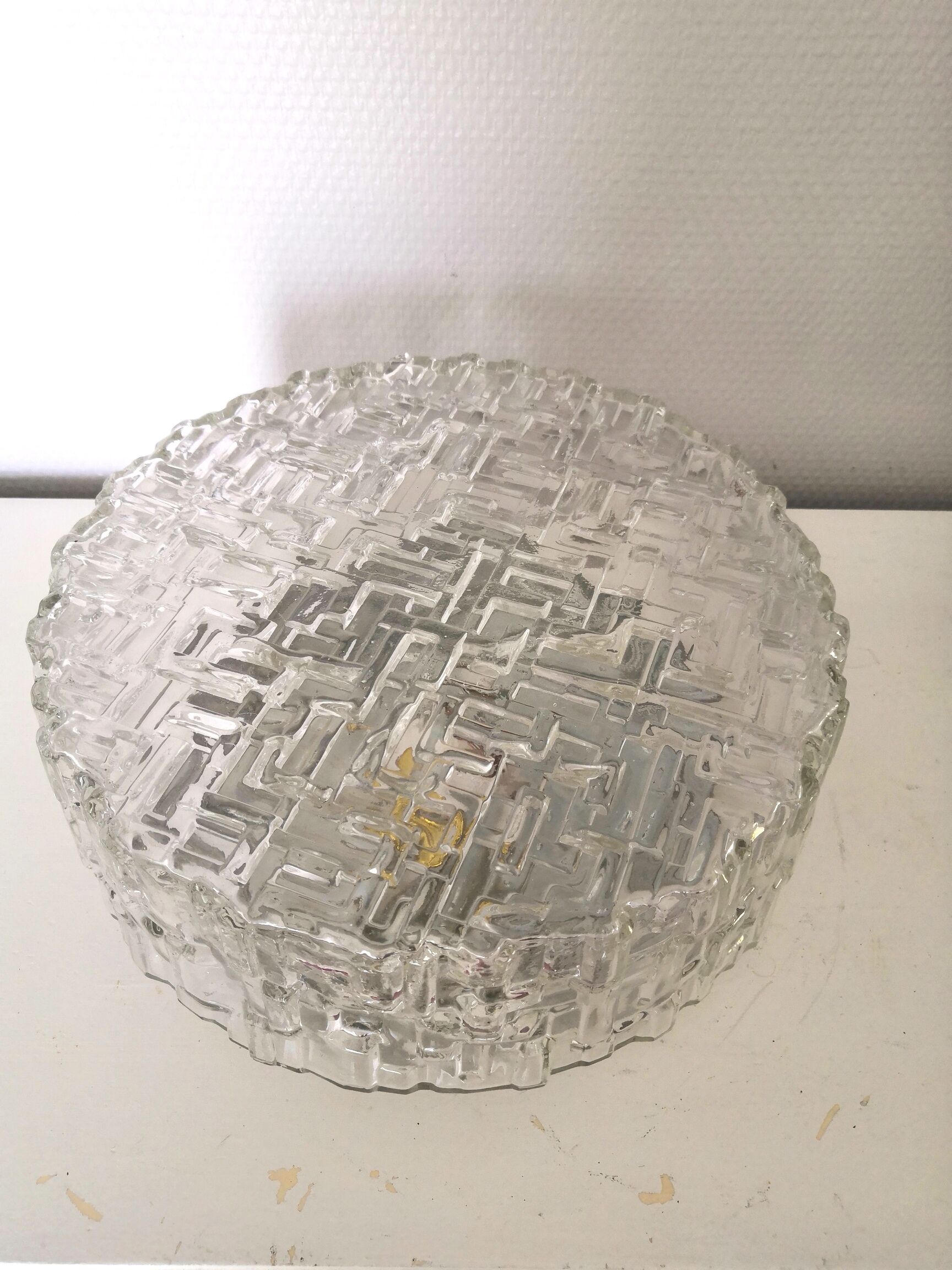 Ceiling lamp or vintage glass wall lamp work made in Italy design 70s
