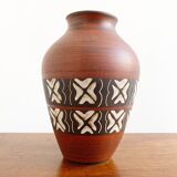 Vintage brown ceramic German vase, Mid Century West Germany pottery