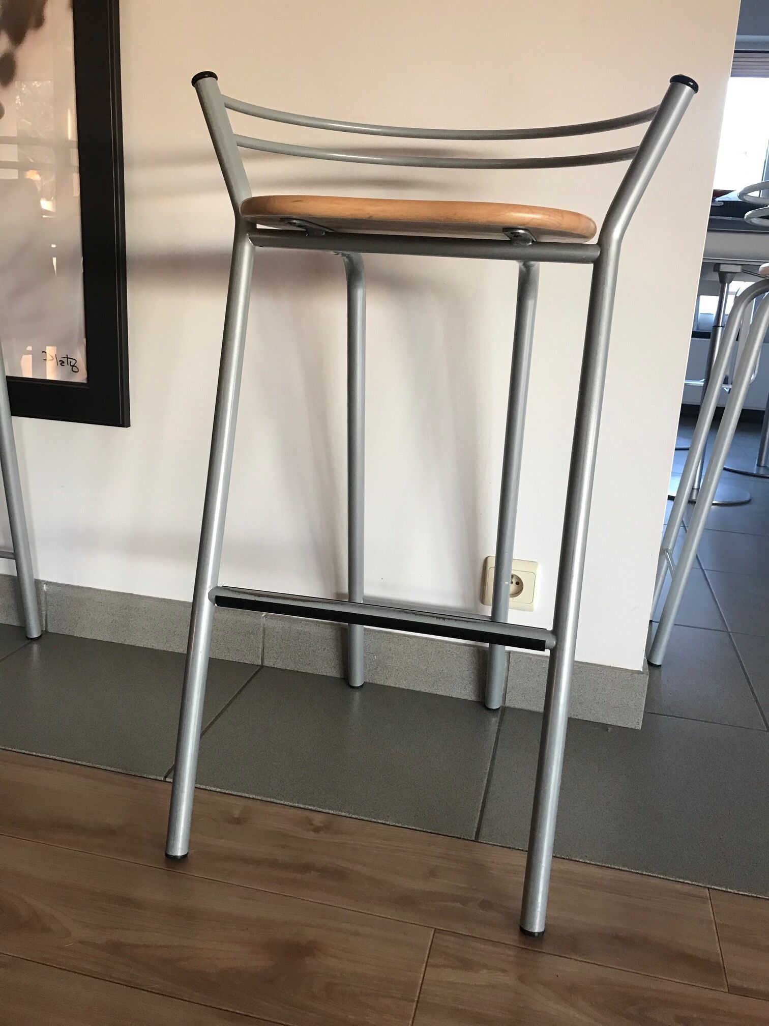 set of 5 stool year 80 in wood and metal