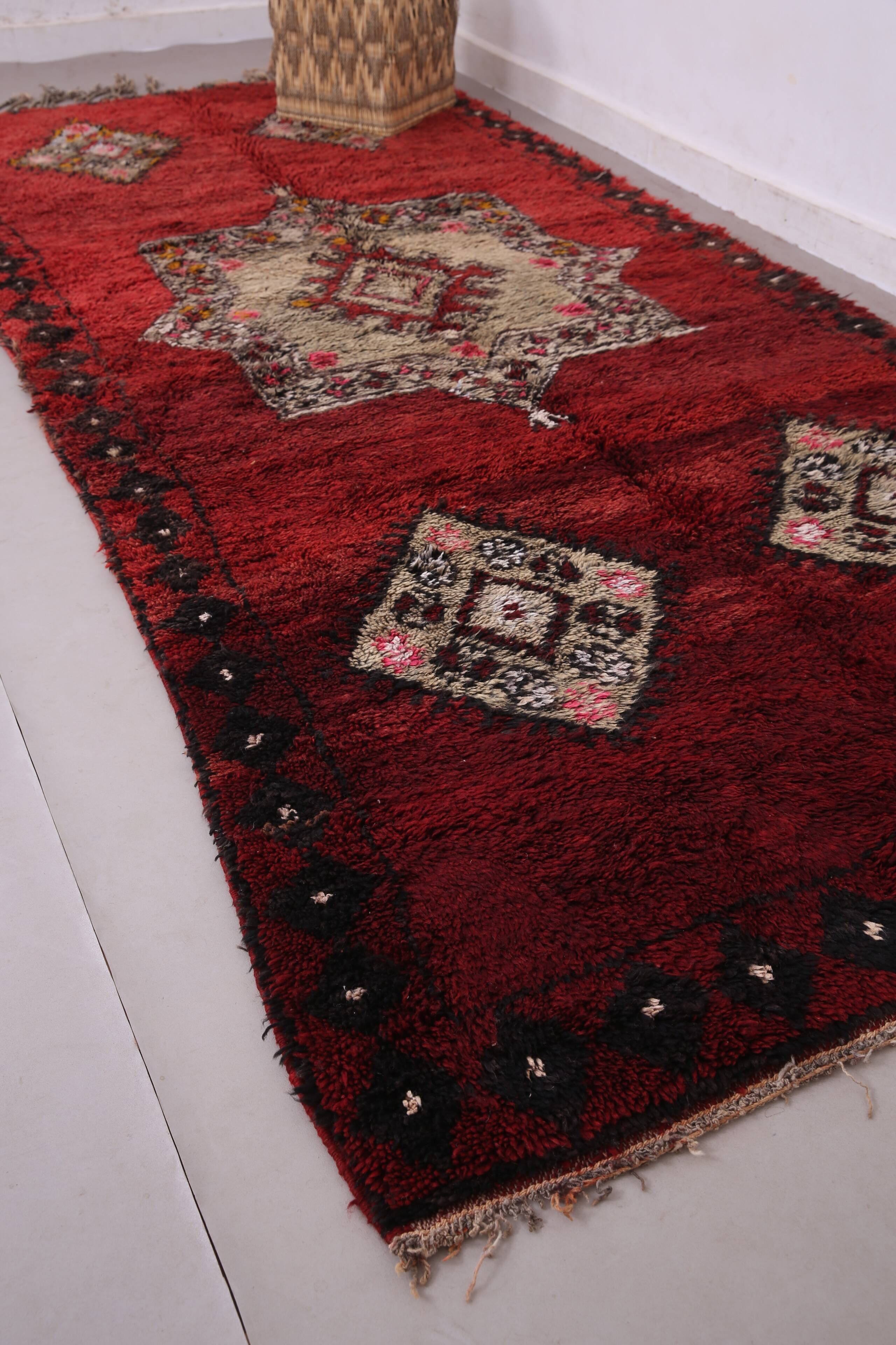 Burgundy Vintage Moroccan Rug 160 x 350 cm - Berber Wool Rug - Handmade rug