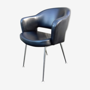 Fauteuil métal et skaï années 80