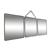 Vintage 1900 triptych mirror, old pink nickel-plated metal - 31 x 76 cm