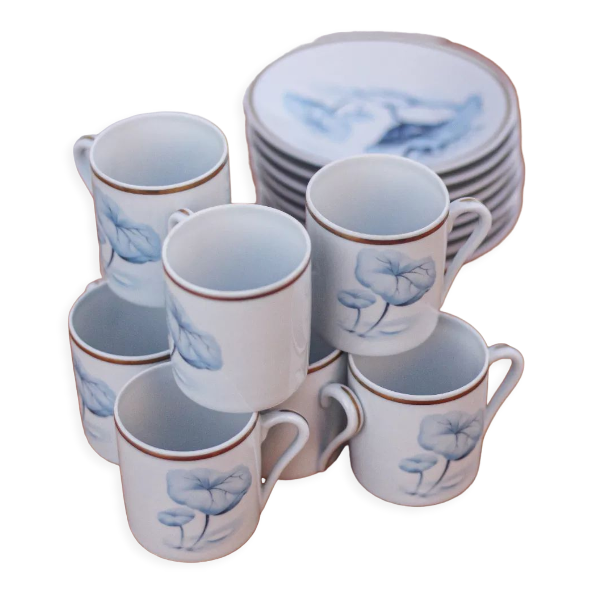 Set of 8 cups and saucers Deshoulieres Limoges