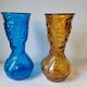 Duo of blue and amber Italian vases