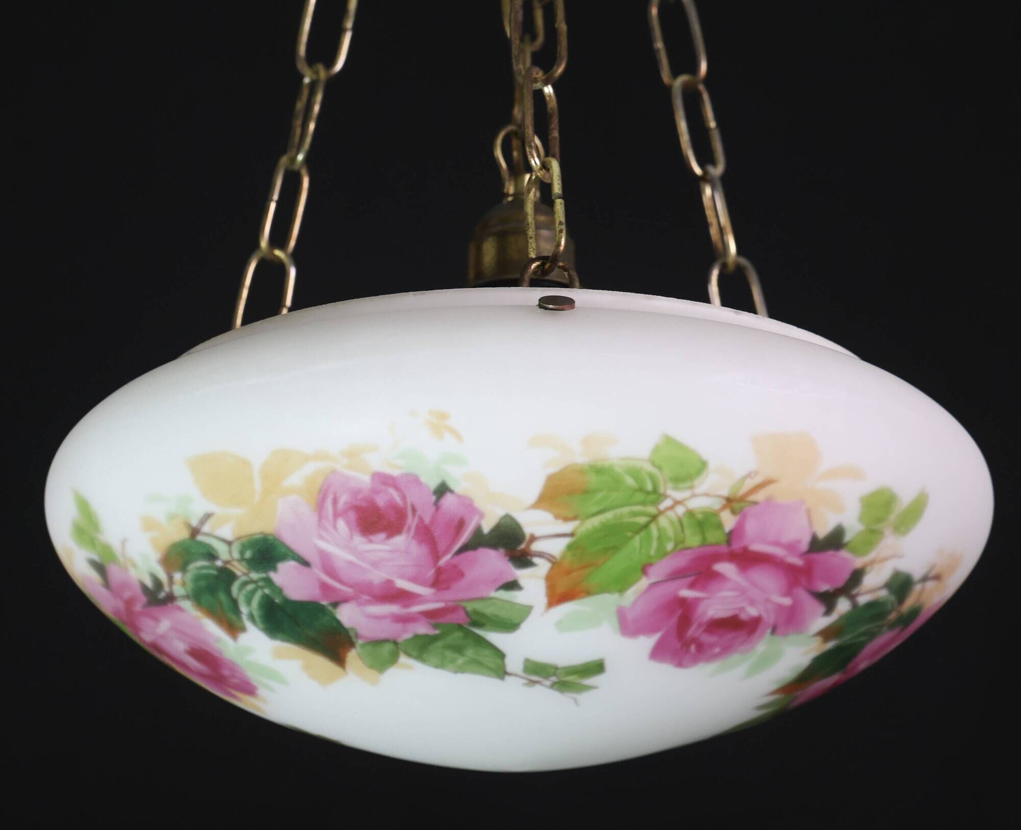 Vintage Glass Chandelier with Floral Decorations, Gallè Style, 1960