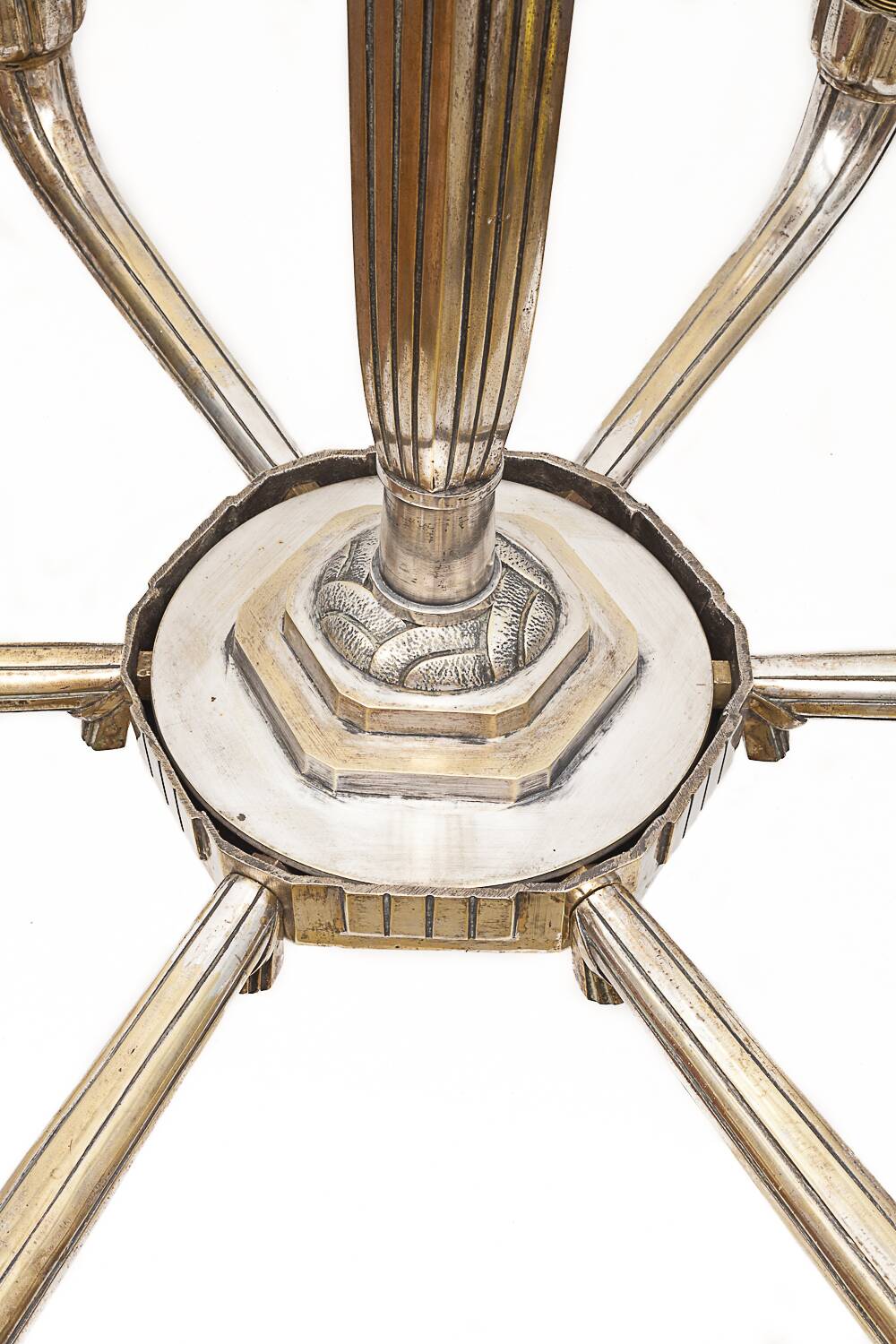 Art Deco silver-plated brass chandelier, 1920