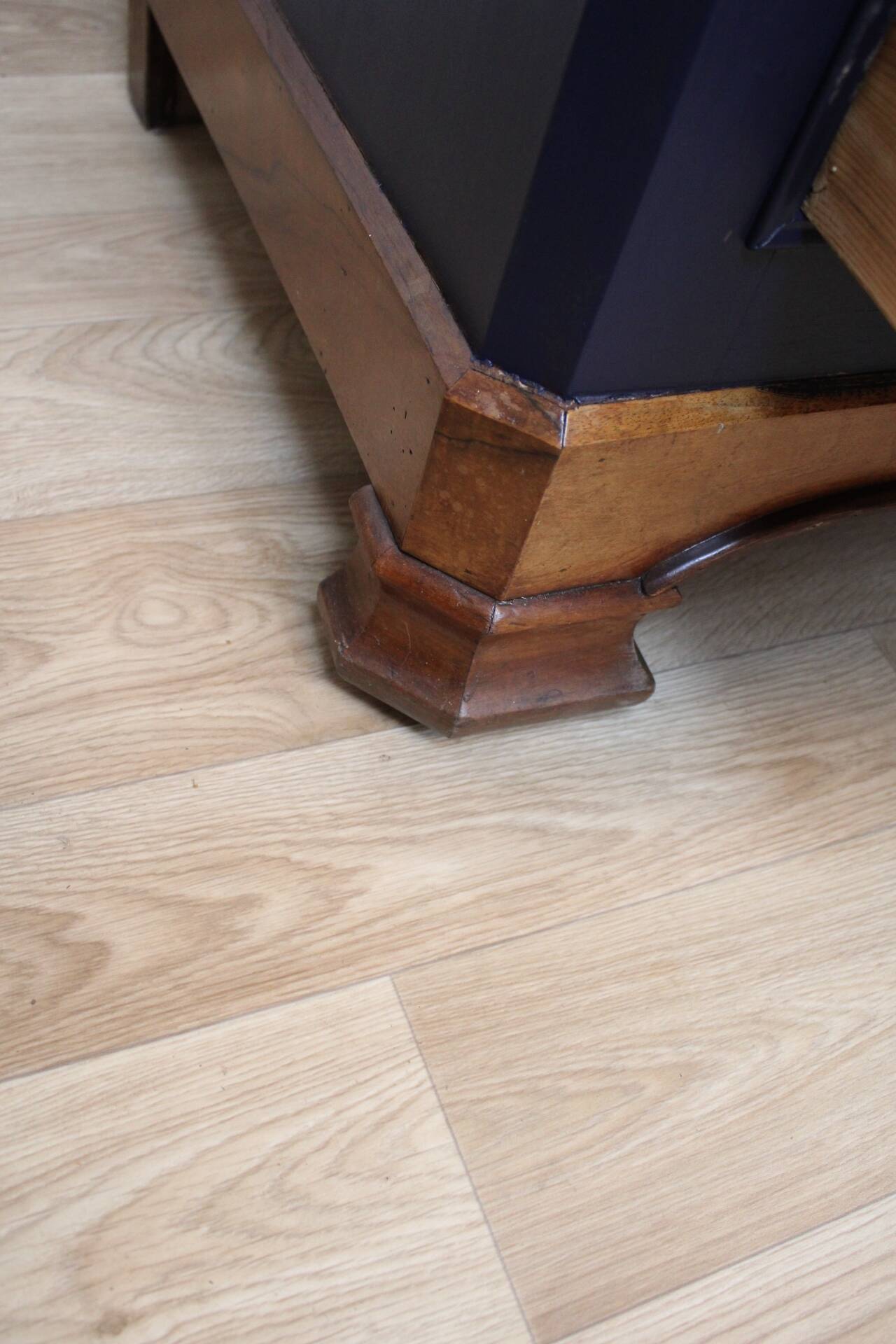 Chest of drawers in oak and gray marble, France 19th century
