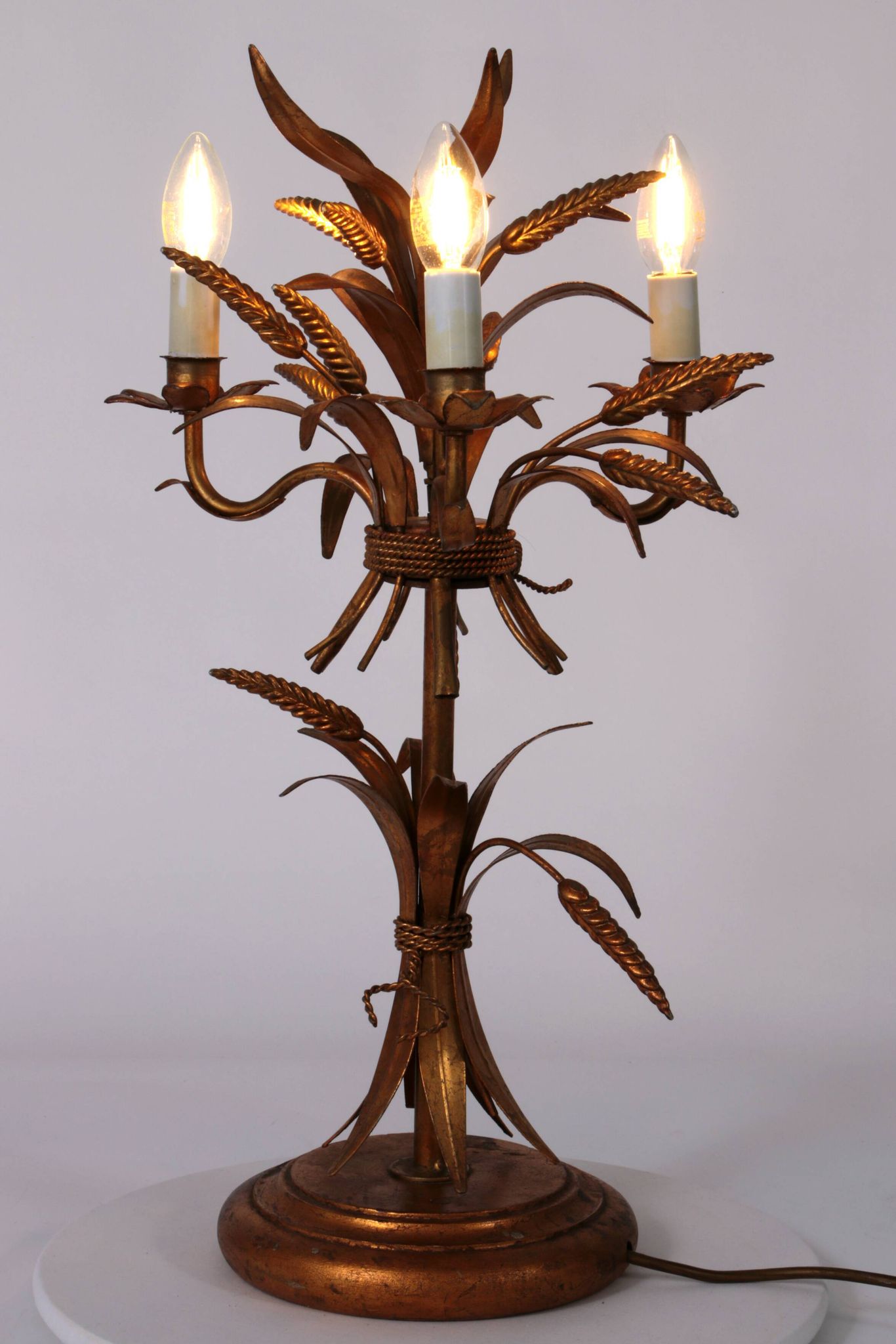 Gilt ‘Sheaf of Wheat’ Table Light, Florentine Table Lamp by Hans Kögl, 1960s