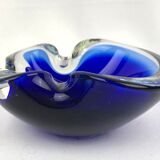 Vintage Murano ashtray, blue and transparent sommerso
