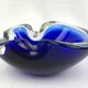 Cendrier Murano vintage, sommerso bleu et transparent