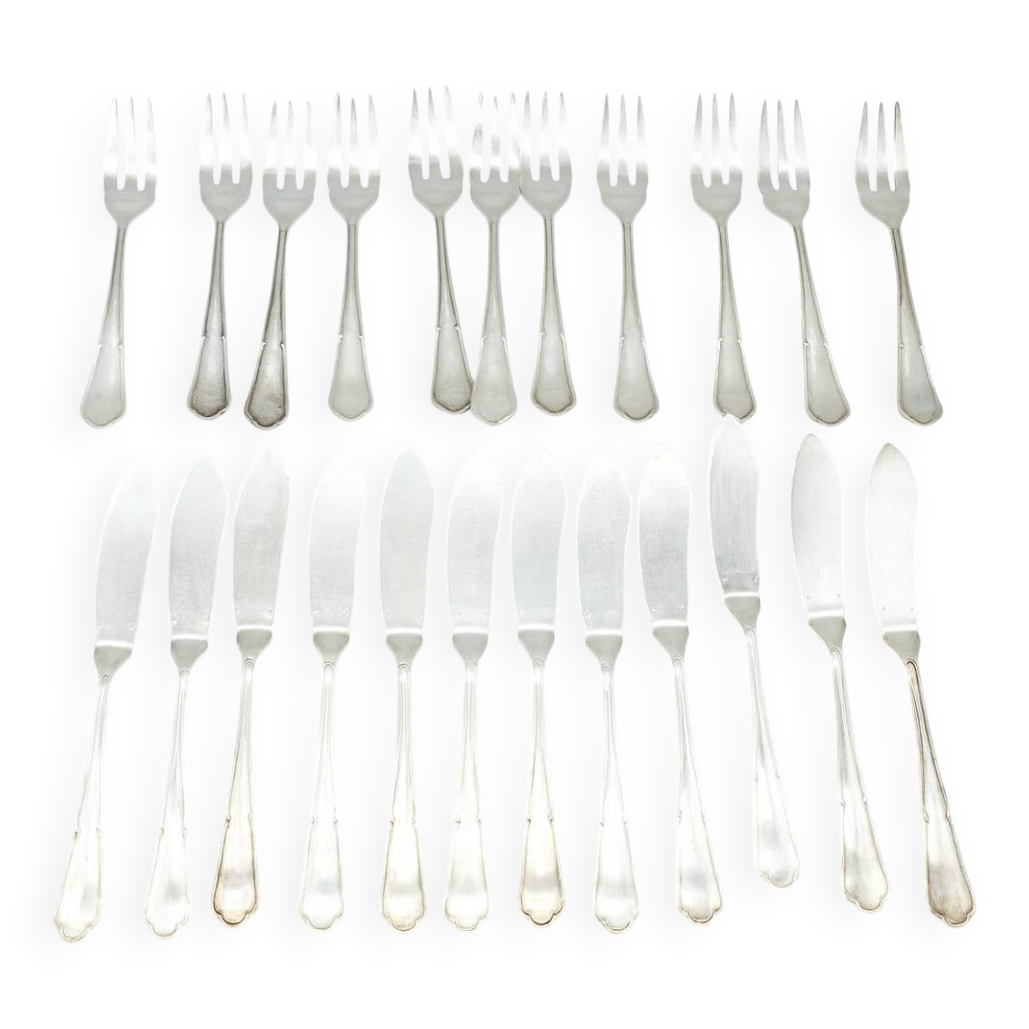 23 François Rionnet France silver-plated fish cutlery sets