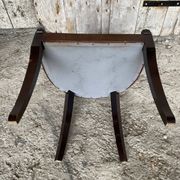 Antique Gondola Chair Empire Style Wood + Red Floral Vintage Fabric