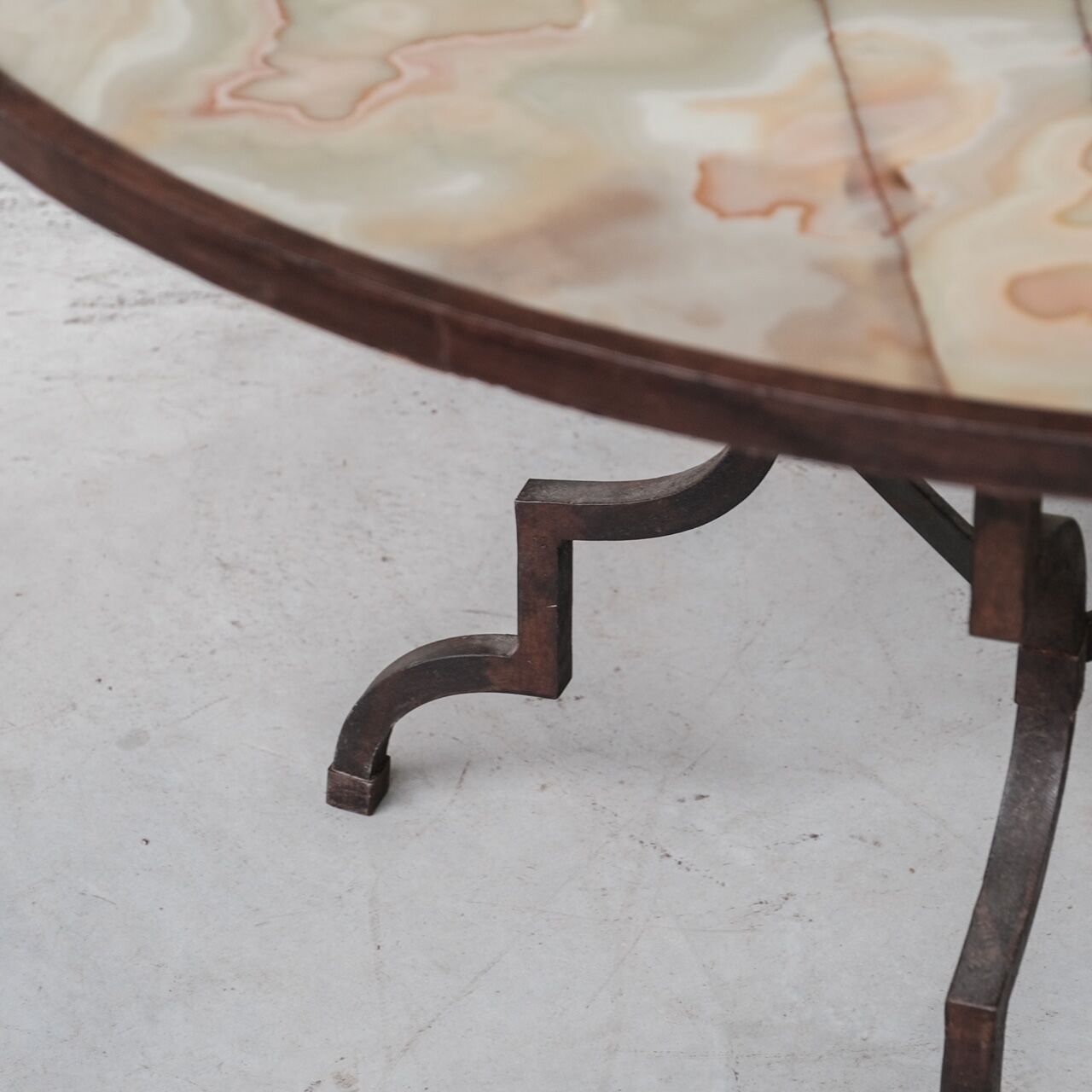 Mid-century onyx italian iron dining or garden table