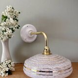 Vintage wall lamp with white and gold Clichy glass shade