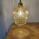 Suspension triple globes vintage en verre ambré bulle