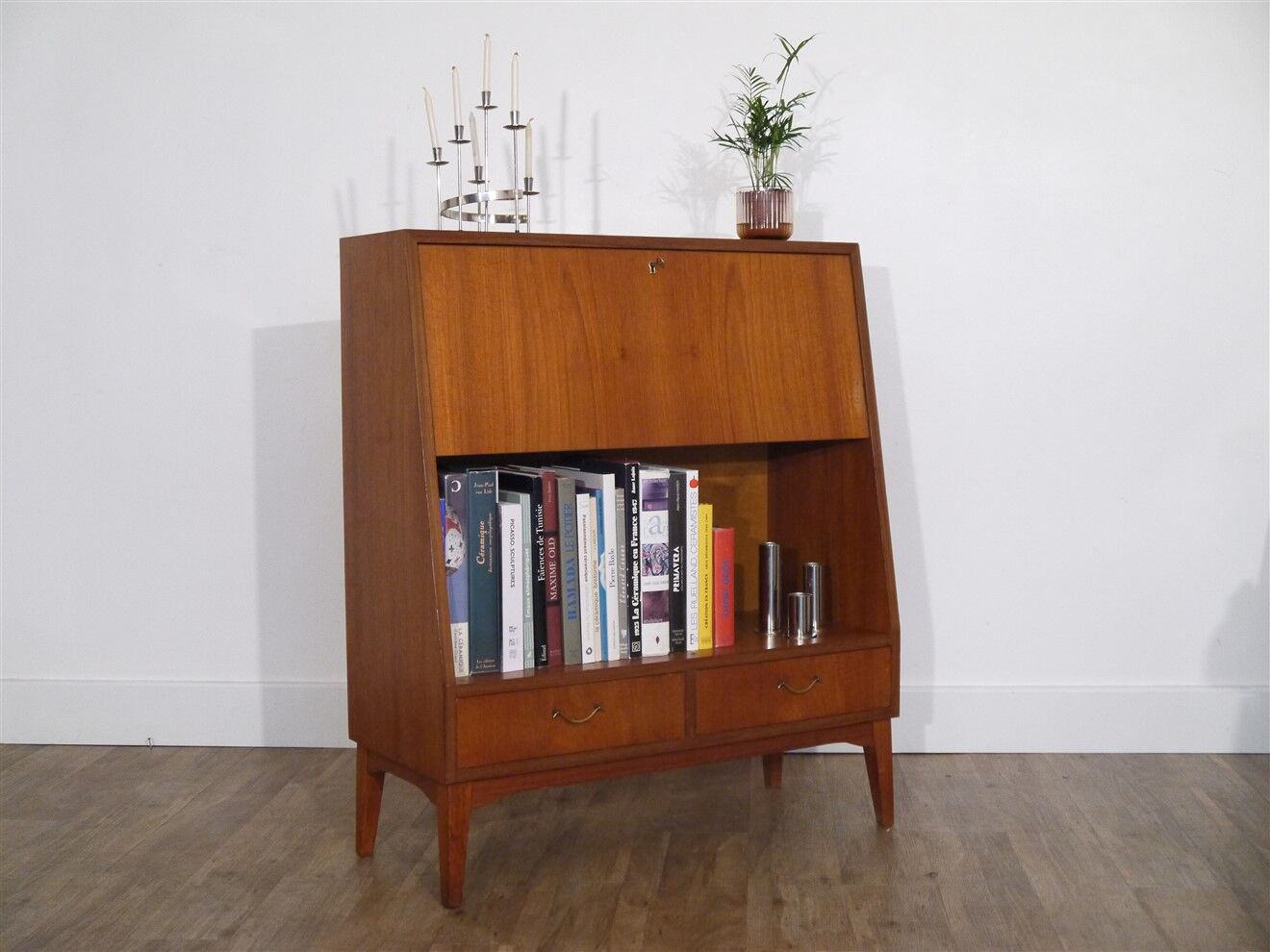 Meuble bibliotheque vintage scandinave en teck 1960