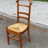 Solid wood and straw valet chair with hanger and drawer