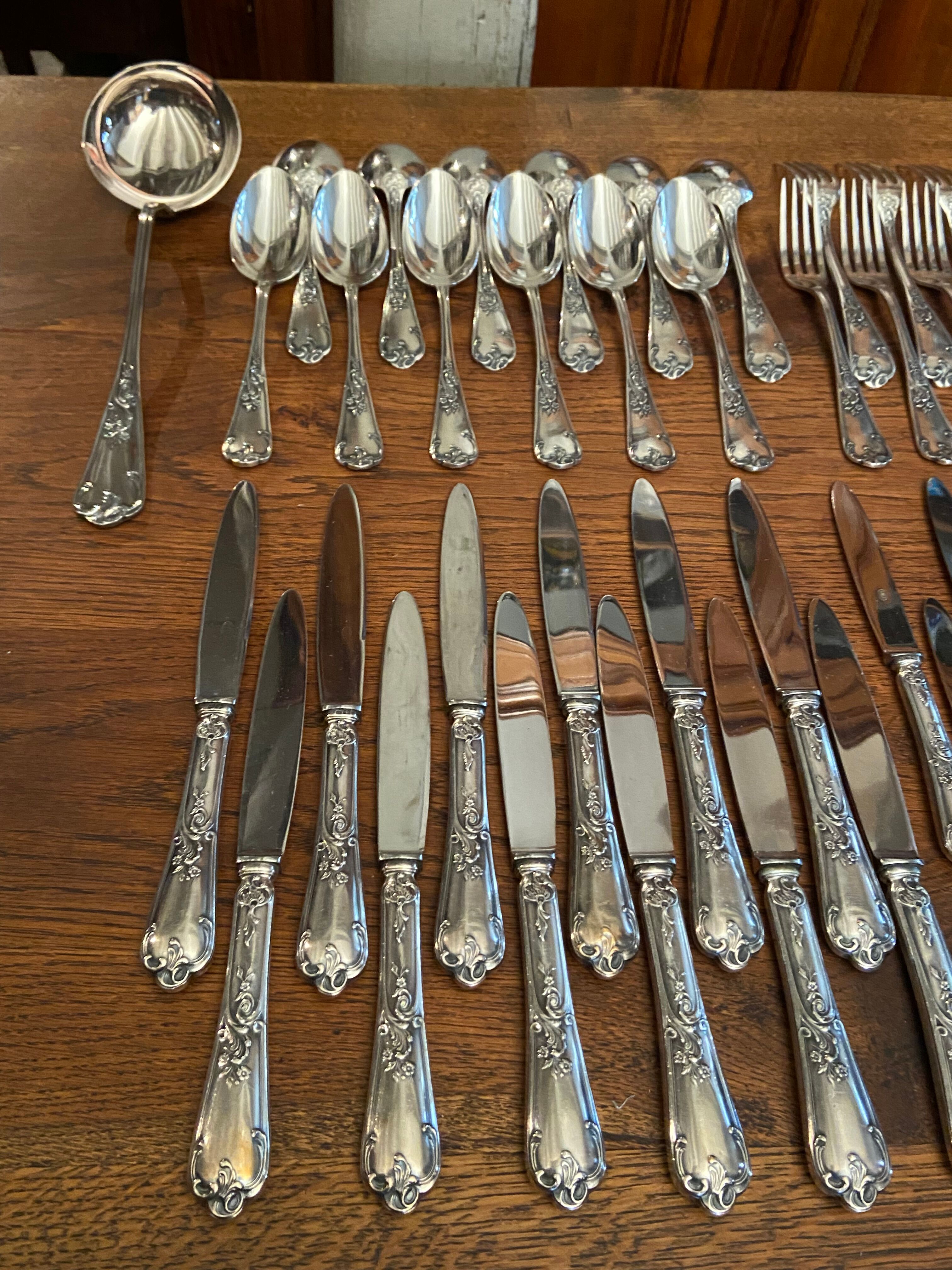Silver-plated metal cutlery in Louis XV style