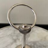 Marble cheese platter and silver metal 1970