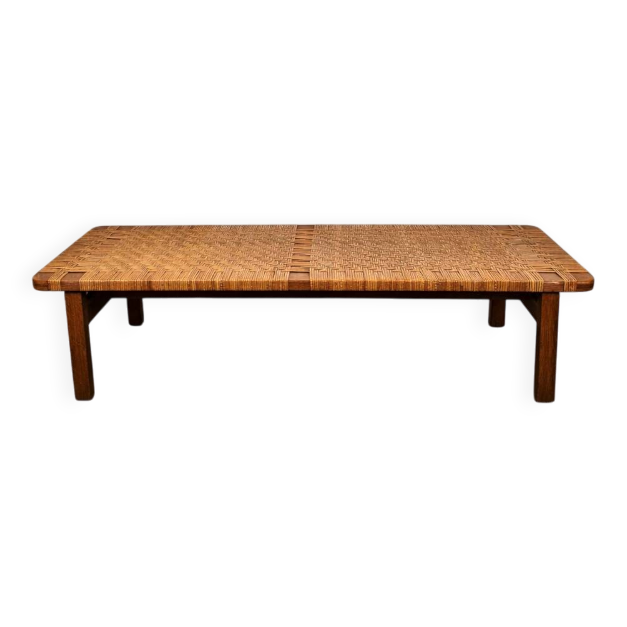 Rattan and oak bench by Børge Mogensen, 1960