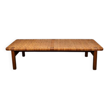 Rattan and oak bench by Børge Mogensen, 1960