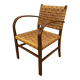 Scandinavian armchair in wood and vintage straw rope