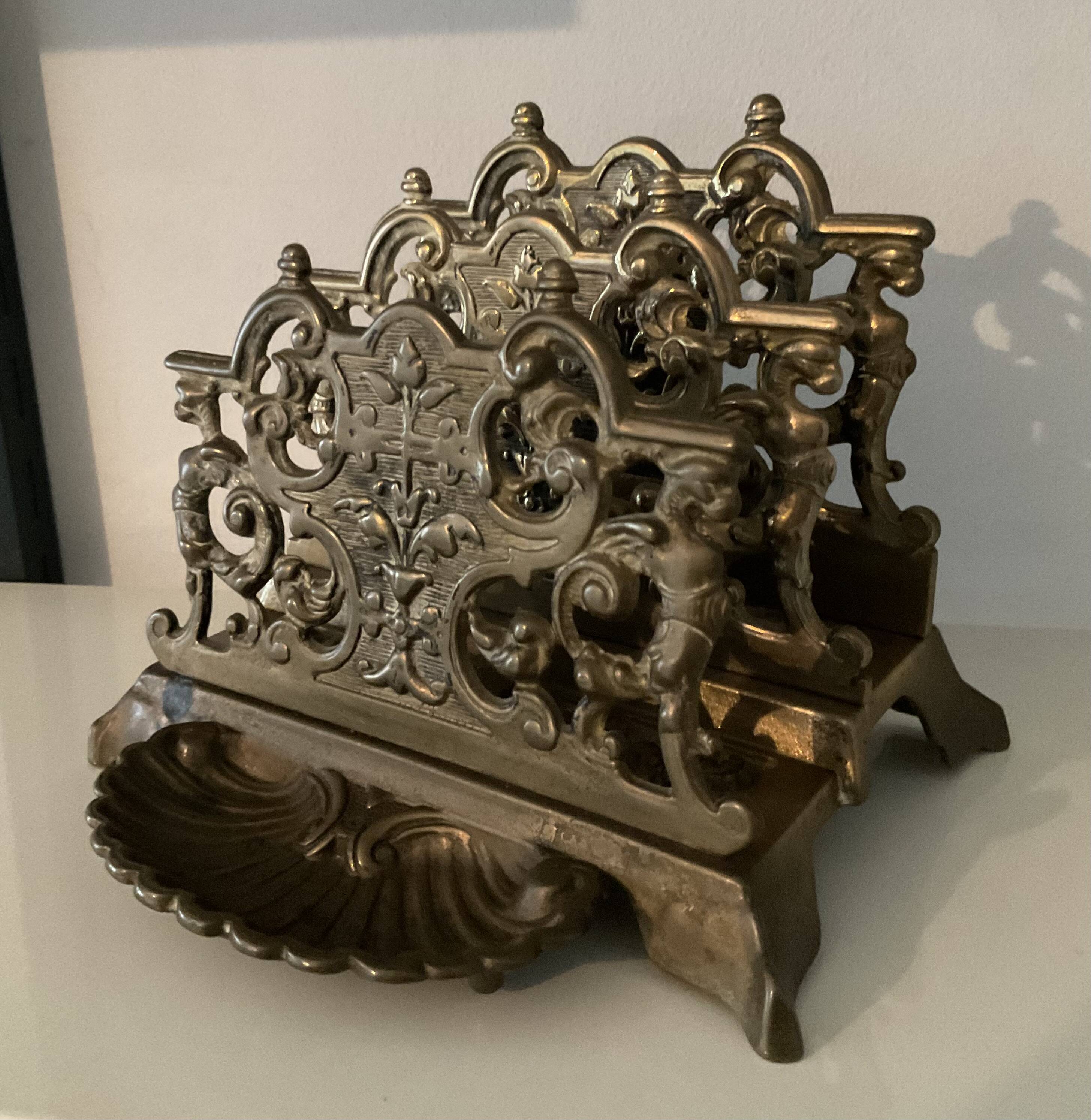 Vintage letter holder in solid bronze