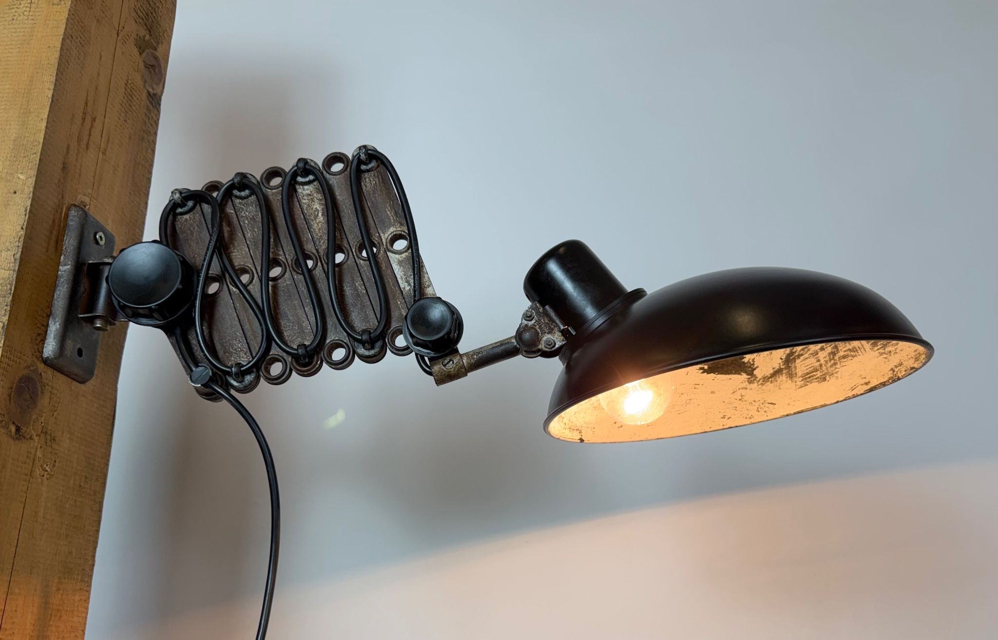 Large German Industrial Scissor Wall Lamp from Helion Arnstadt, 1950s