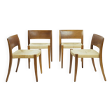 Walnut Molteni & C dining chairs with papercord seating, Italy, 1990s