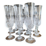 Set of 10 vintage Cristal d'Arques champagne flutes, Longchamp model