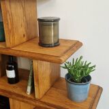 Low solid oak shelf, brutalist style, 60s