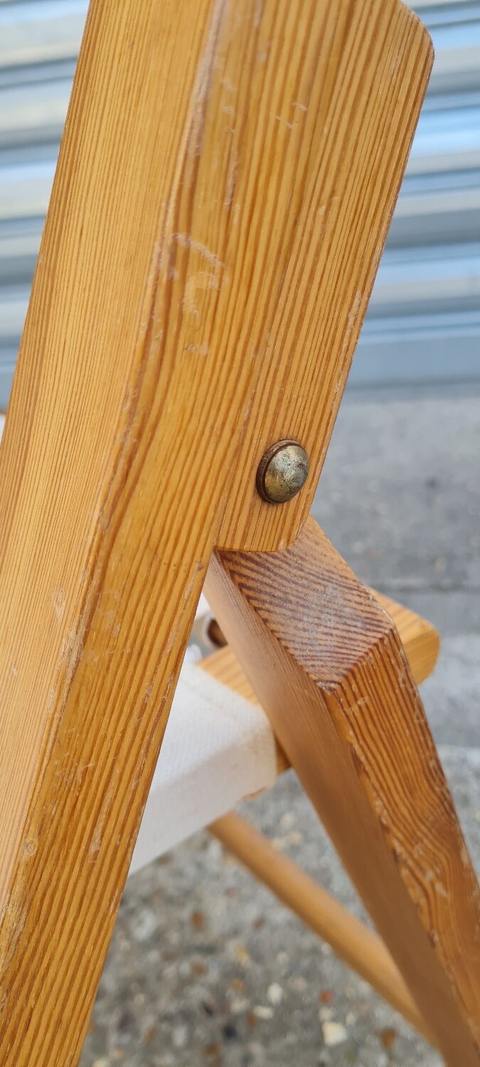 Folding chair in fabric and pine 1970