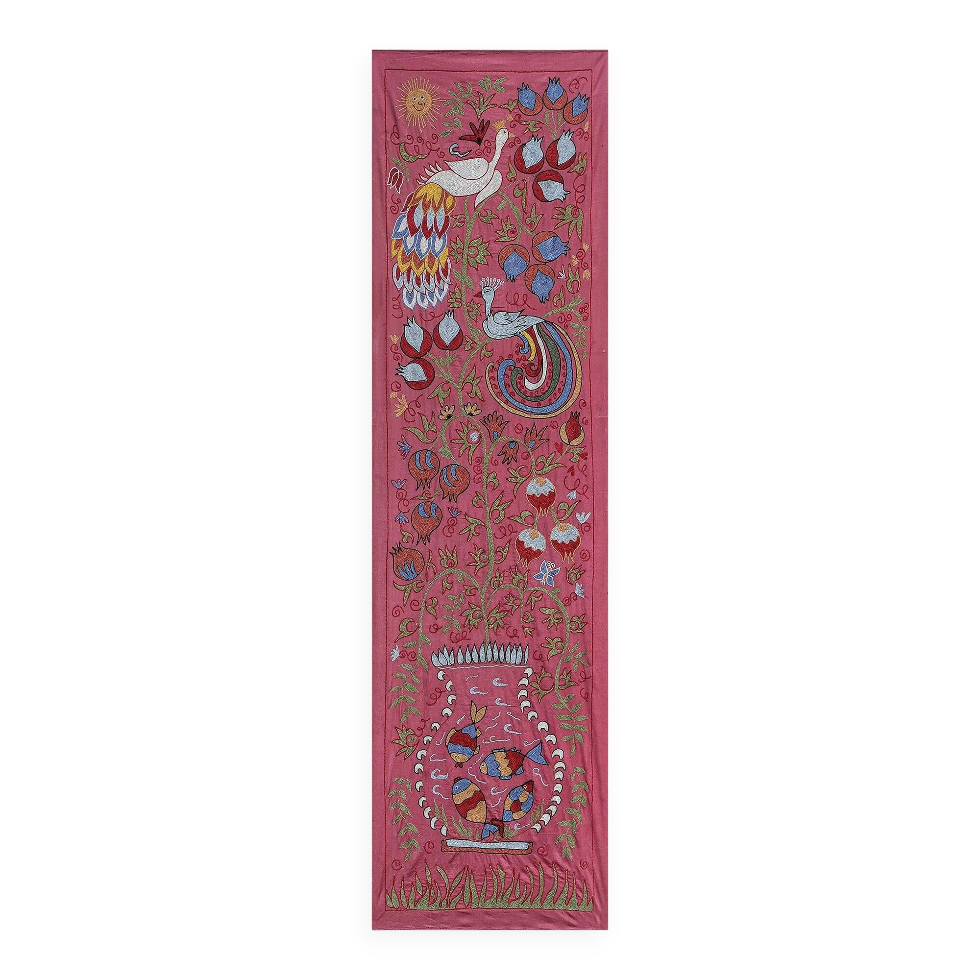 Vintage hand-embroidered tribal tapestry 54x190 cm