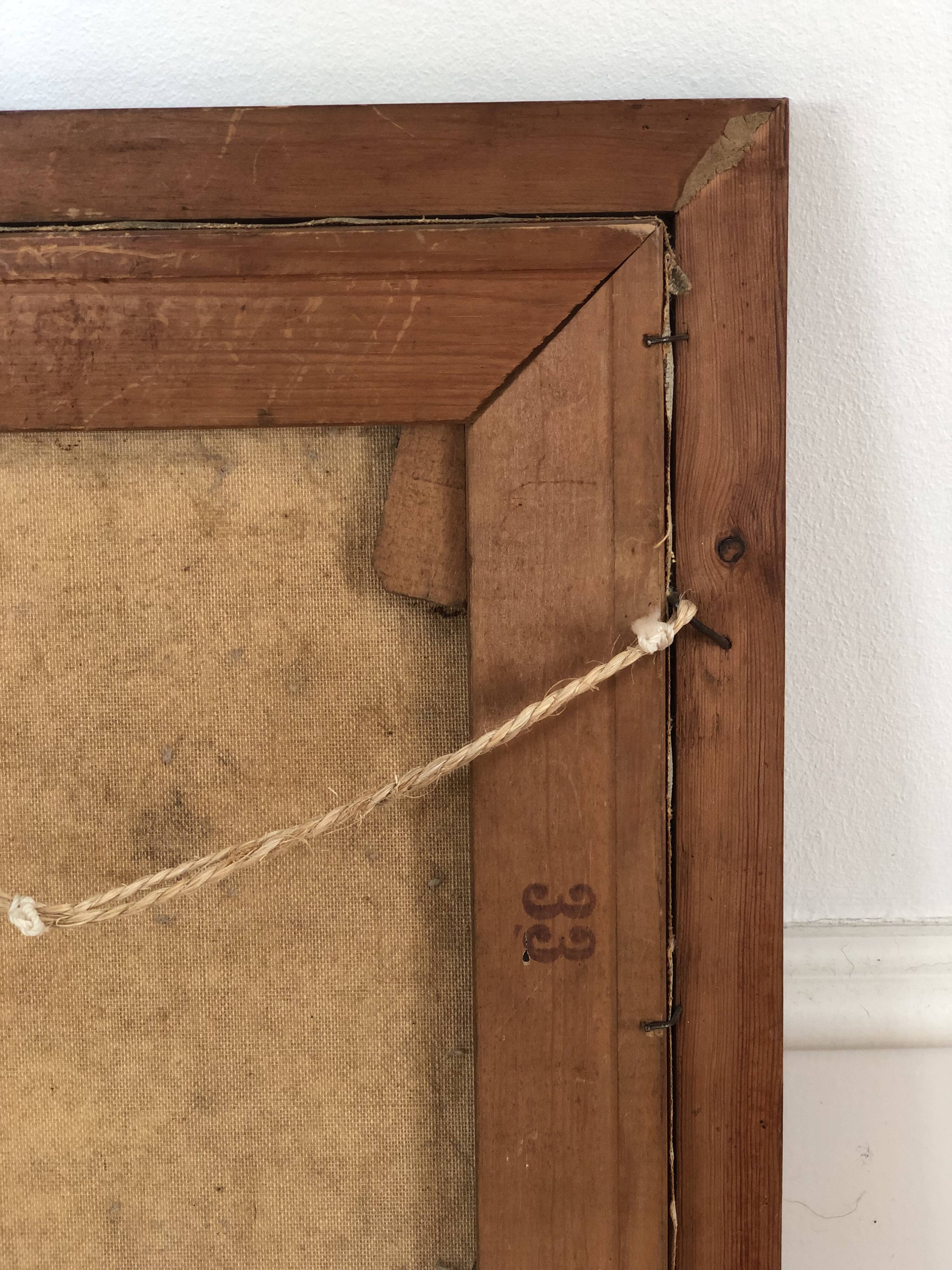 Peinture à l'huile vintage originale de cottage : Art de paysage d'hiver encadré