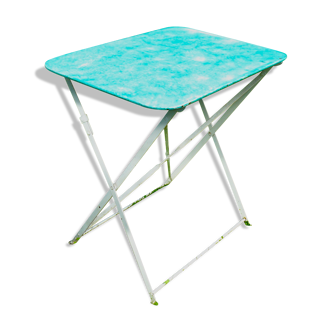 Vintage green and white painted metal folding garden table 1950
