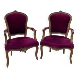 Louis XV armchairs in solid wood, 20th century