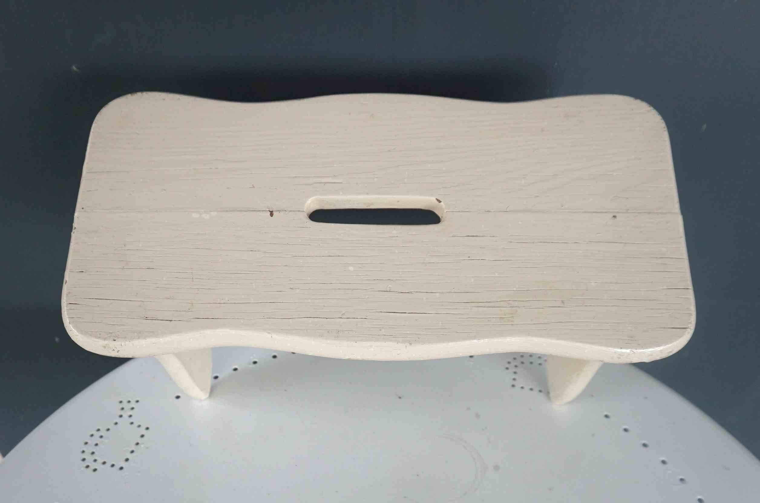 Vintage repainted farmhouse stool or footrest