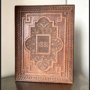 Antique  1881 Carved on solid wood Panel  Relief