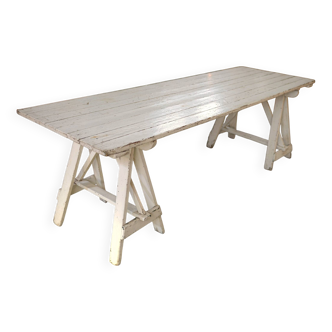 1950s white patina pine table