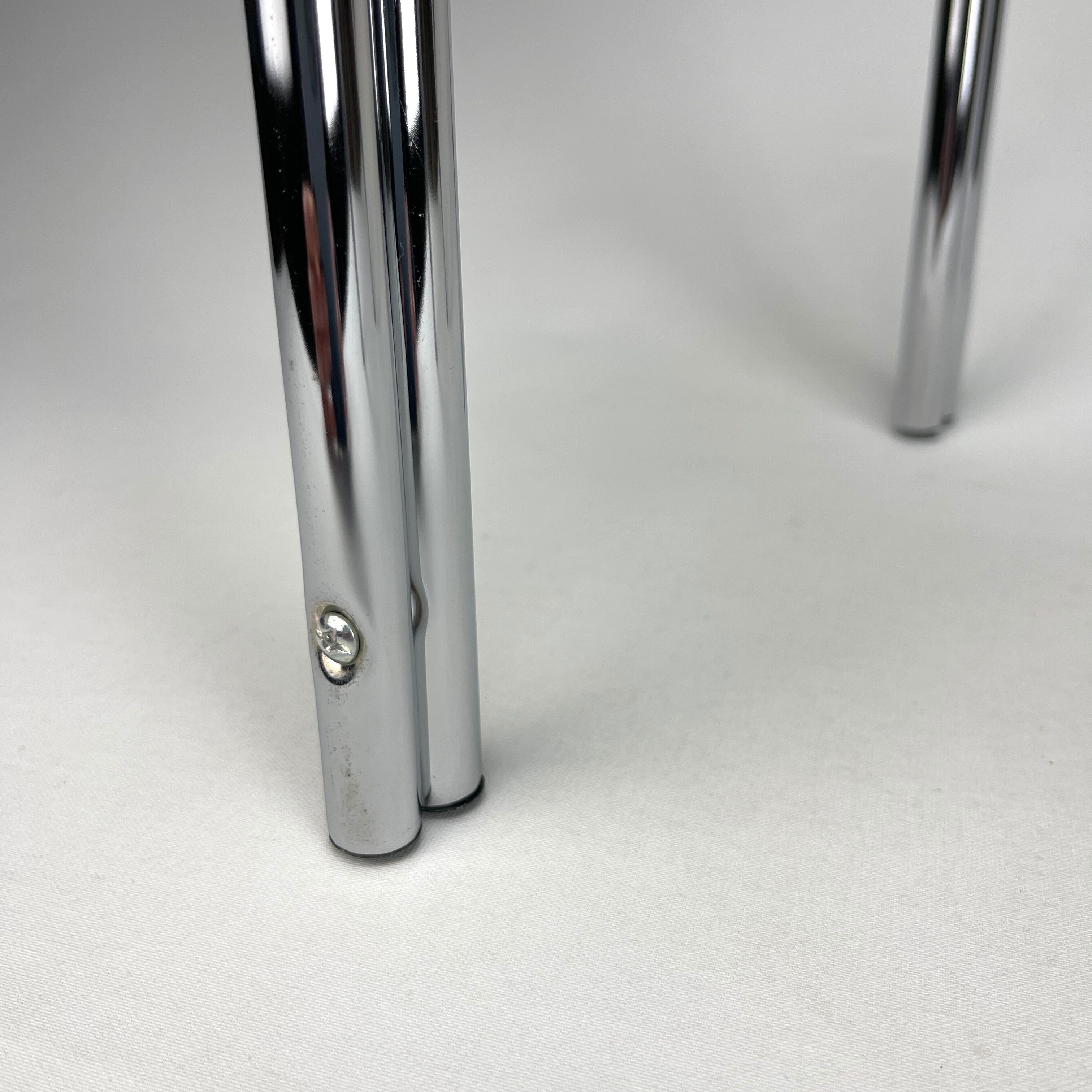 Small side table chrome metal and glass 70s